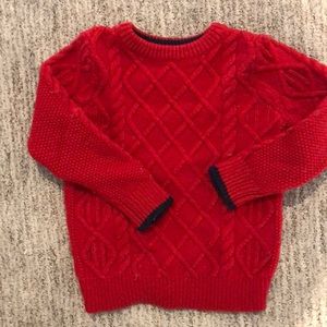 Boys red cable sweater